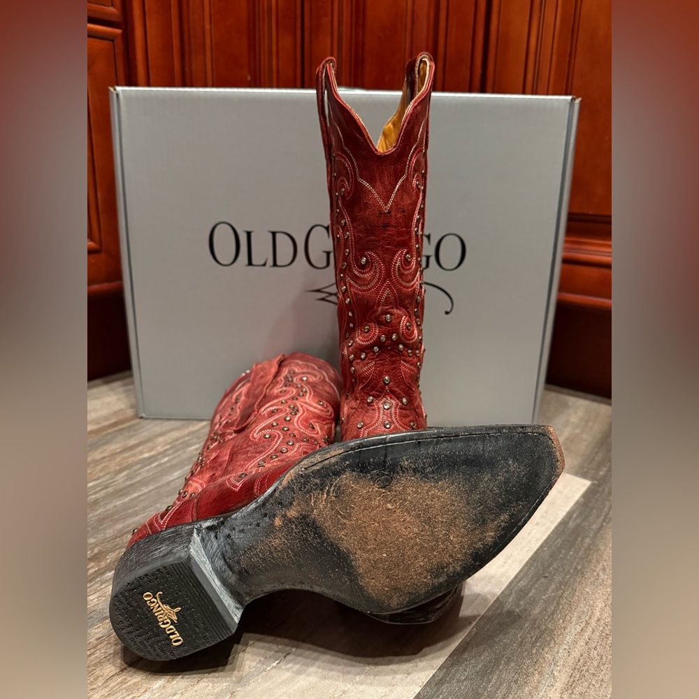 Old Gringo Celeste Red Swarovski Crystal Cowboy Boots L888-11 Size 7.5 Cowgirl - Picture 7 of 9